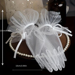 Transparent Short Lace Gloves for Women Wedding Tea Party Prom