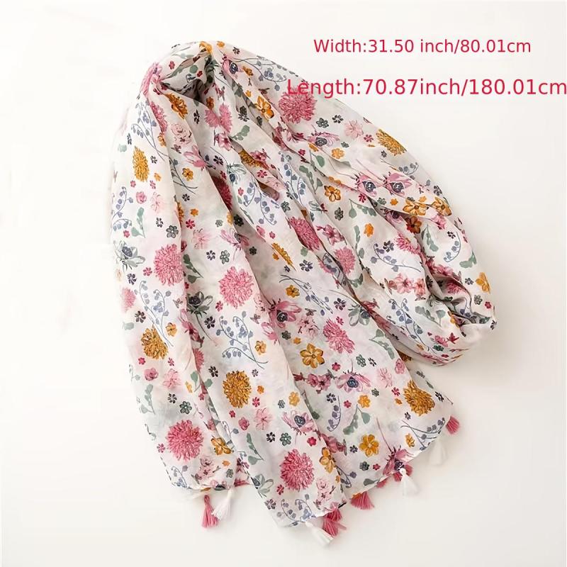 Red Romantic Floral Print Scarf 31 50' 70 87' Raw Edge Bandana