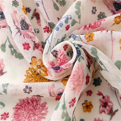 Red Romantic Floral Print Scarf 31 50' 70 87' Raw Edge Bandana