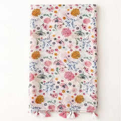 Red Romantic Floral Print Scarf 31 50' 70 87' Raw Edge Bandana