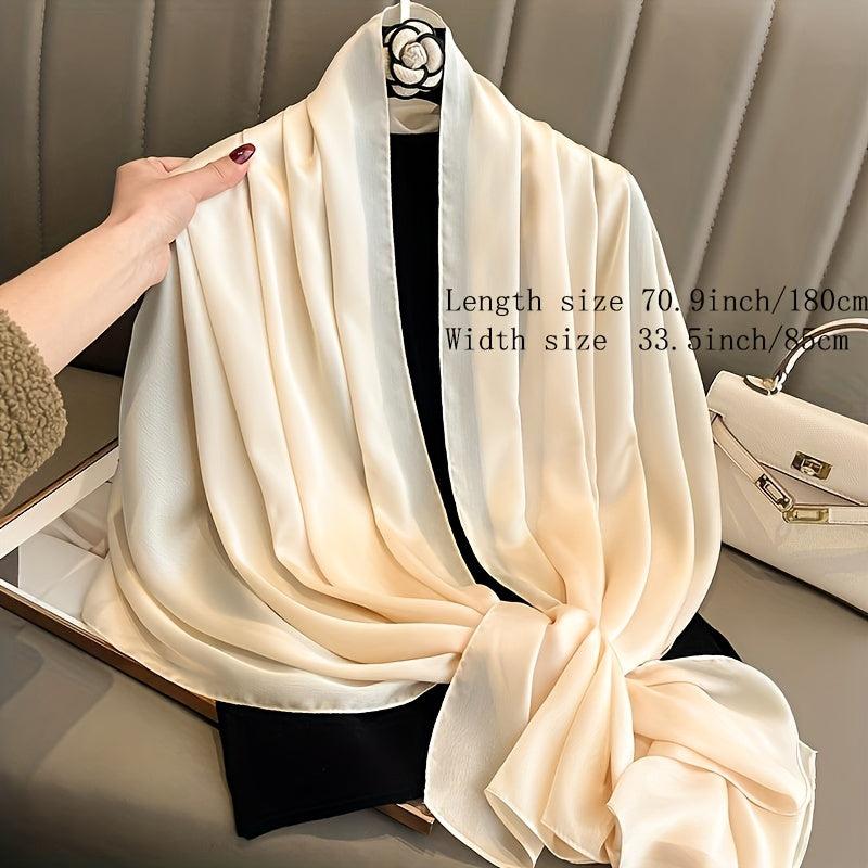 Solid Silk Scarf Shawl Wrap Casual Head Wrap For Travel
