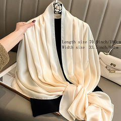 Solid Silk Scarf Shawl Wrap Casual Head Wrap For Travel