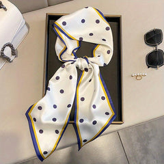 Polka Dot Print Skinny Scarf Long Ribbon Necktie Casual Neckerchief