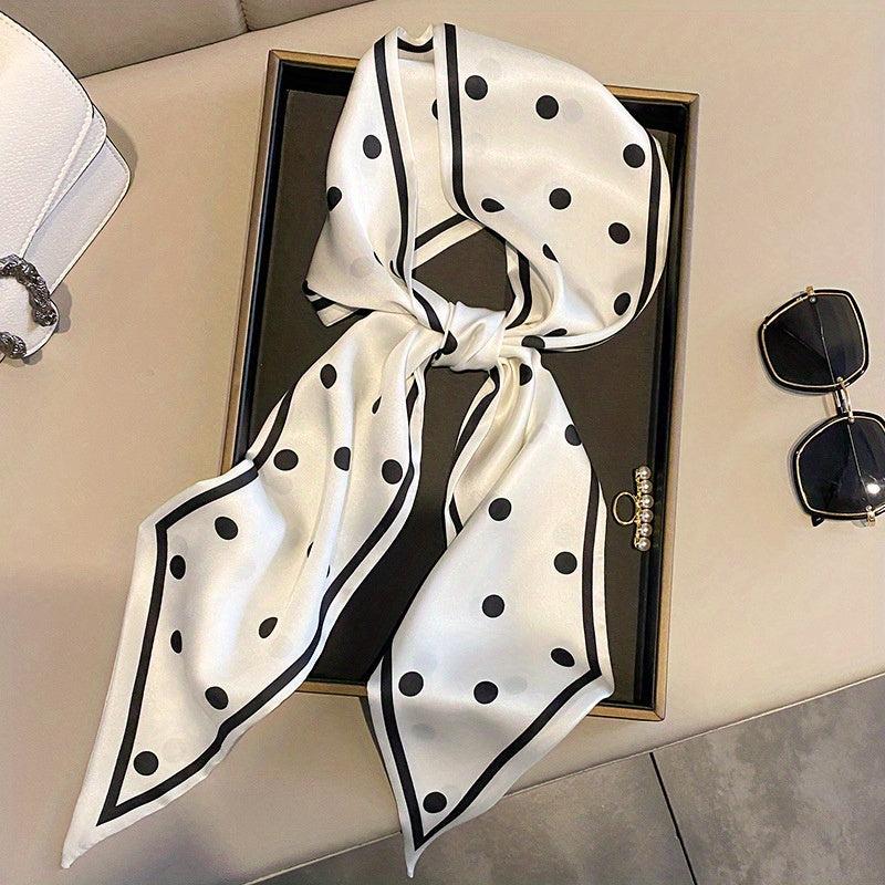 Polka Dot Print Skinny Scarf Long Ribbon Necktie Casual Neckerchief