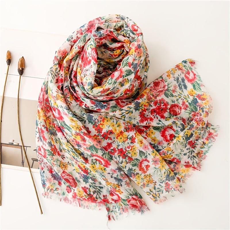 Ditsy Floral Print Shawl Scarf For Women Winter Warm Scarves