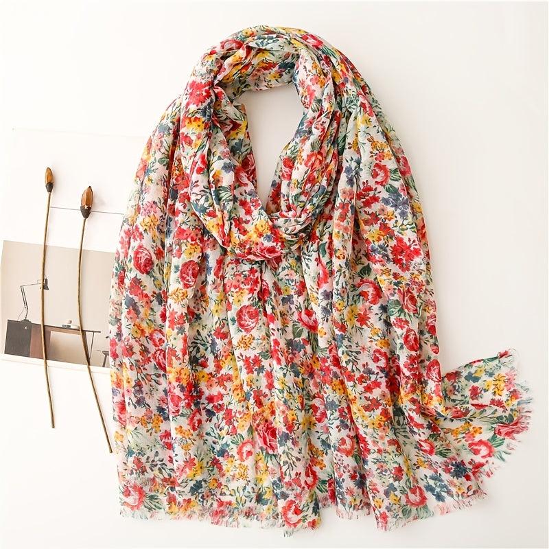Ditsy Floral Print Shawl Scarf For Women Winter Warm Scarves