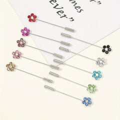 10pcs Colorful Flower Scarf Pin Rhinestone Turban Clip Hijab Shawl Brooch