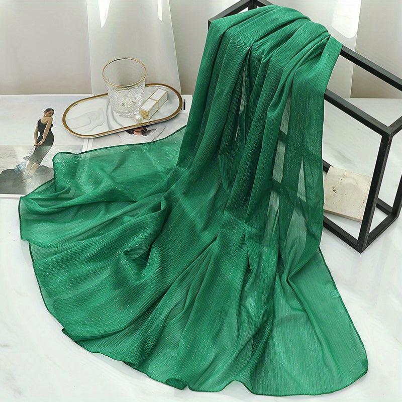 Glitter Chiffon Scarf Thin Breathable Pleated Shawl