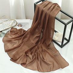 Glitter Chiffon Scarf Thin Breathable Pleated Shawl