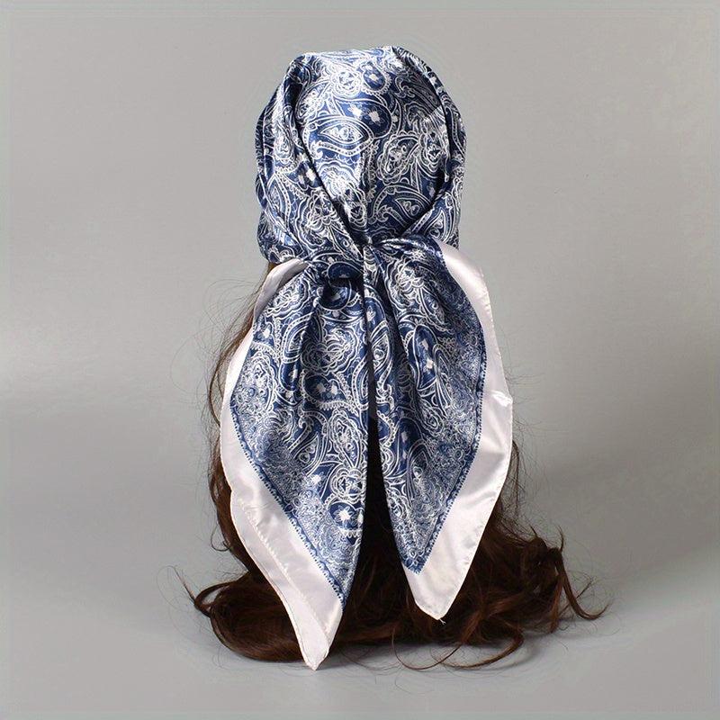 Boho Paisley Silk Square Scarf Head Wrap Bandana