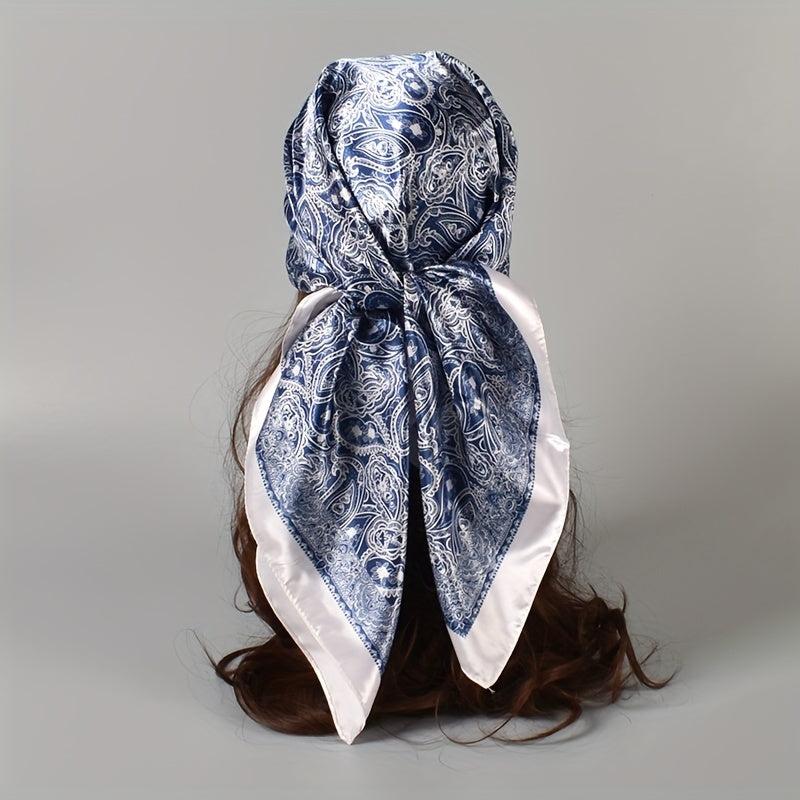 Boho Paisley Silk Square Scarf Head Wrap Bandana