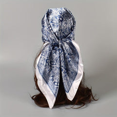 Boho Paisley Silk Square Scarf Head Wrap Bandana