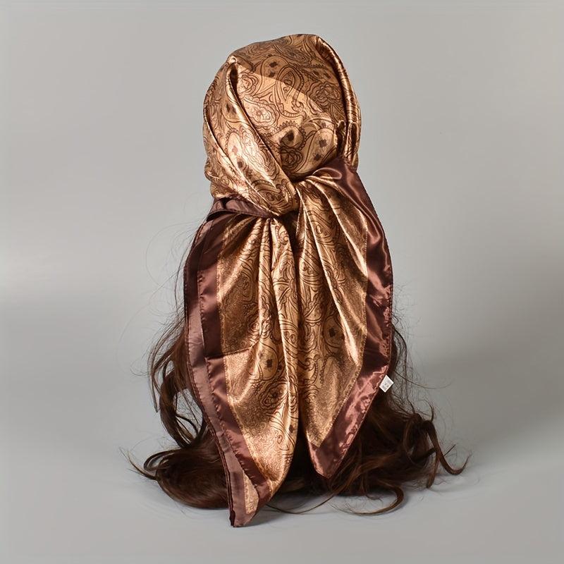 Boho Paisley Silk Square Scarf Head Wrap Bandana