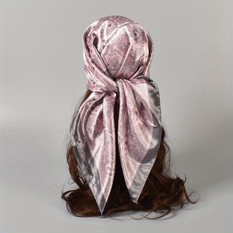 Boho Paisley Silk Square Scarf Head Wrap Bandana