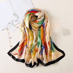 Satin Scarf Classic Colored Peacock Shawl Scarf Lightweight Sunscreen Shawls
