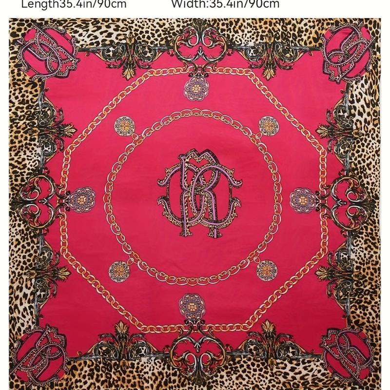 Retro Chain Print Bandana Scarf Casual Shawl Head Wrap For Daily Decoration