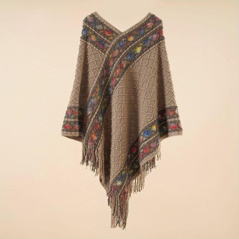 Bohemian Tassel Shawl Vintage Jacquard Warm Wrap Classic Cashmere