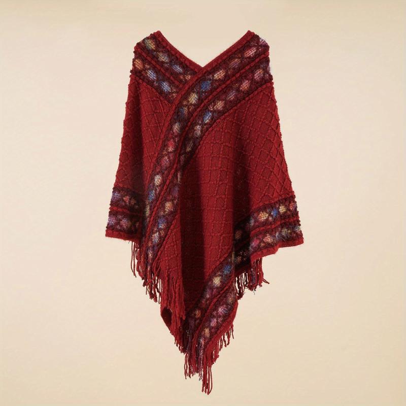 Bohemian Tassel Shawl Vintage Jacquard Warm Wrap Classic Cashmere
