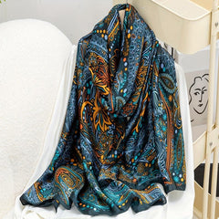 Paisley Print Satin Head Wrap Scarf Silk Large Shawl Hair Accessories