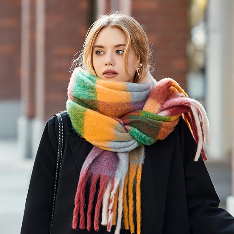 Long Thick Shawl Scarf Winter Tassel Warm Scarf for Men