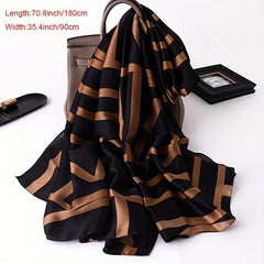 Stripe Print Solid Scarf Classic Geometric Pattern Shawl