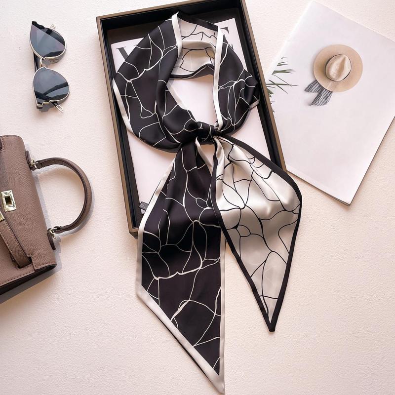 Printed Skinny Silk Twilly Scarf Neck Tie