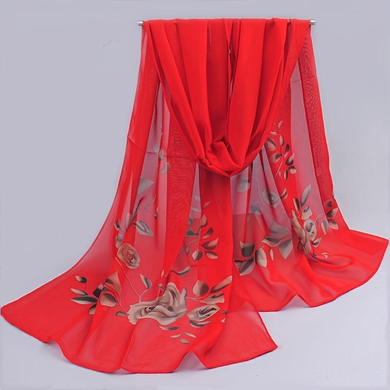 Floral Print Chiffon Silk Scarf - Summer Beach Towel