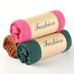 Candy Wrinkle Scarf Hijab Frayed Edge Casual Shawl Windproof Head Wrap