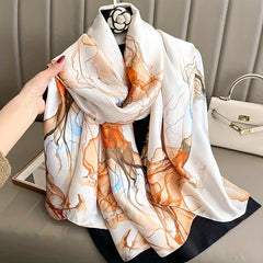 Vintage Tie Dye Print Scarf Classic Satin Warm Shawl Silk Scarves Sunscreen