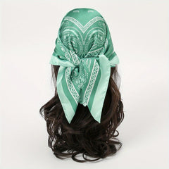 Casual Paisley Print Bandana Classic Satin Square Scarf For Women