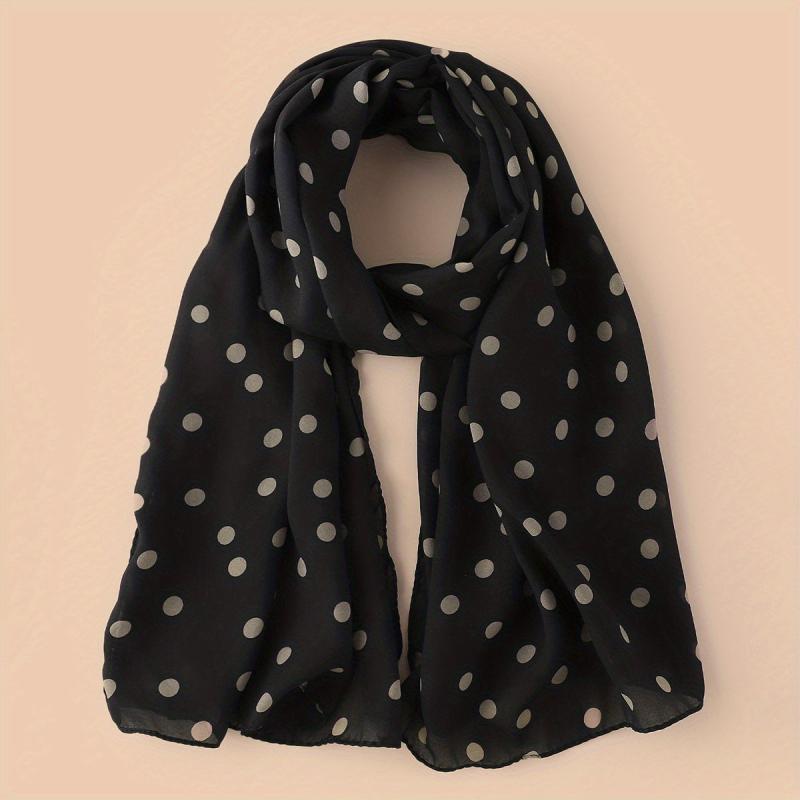 Polka Dot Chiffon Scarf Solid Shawl Head Wrap