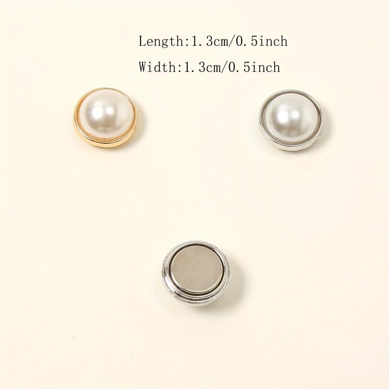 6pcs Faux Pearl Magnet Buckle Scarf Clips Casual Shawl Clips Hijab Pin