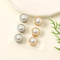 6pcs Faux Pearl Magnet Buckle Scarf Clips Casual Shawl Clips Hijab Pin