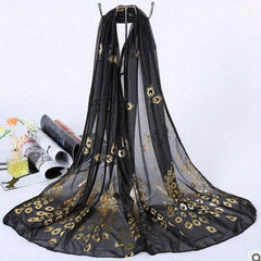 Phoenix Hot Stamping Chiffon Scarf Solid Classic Shawl Breathable