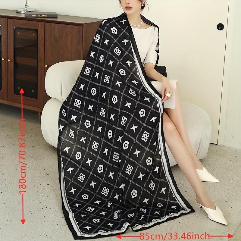 Geometric Print Large Scarf Classic Shawl for Women