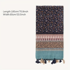 Ethnic Print Tassel Turban Scarf Retro Warm Shawl