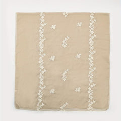 Beige Flower Embroidery Scarf Hijab Shawl Windproof Head Wraps Bandana