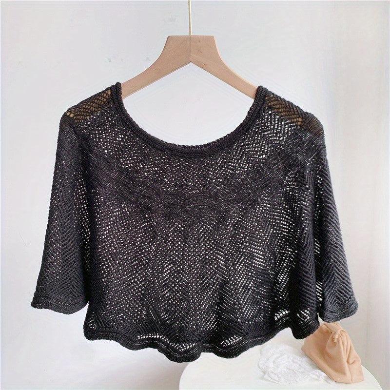 Lace Knitted Shawl Spring & Summer Hollow Wrap Windproof Cape