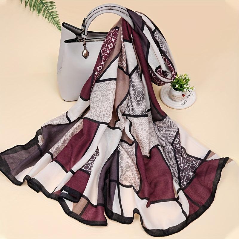 Stylish Block Scarf Casual Shawl Classic Windproof Warm Head Wrap