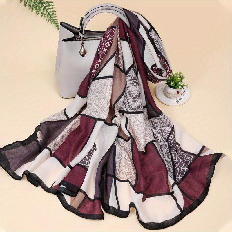 Stylish Block Scarf Casual Shawl Classic Windproof Warm Head Wrap