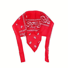 Red Paisley Print Head Scarf Turban Cap Bandana Women Head Wrap