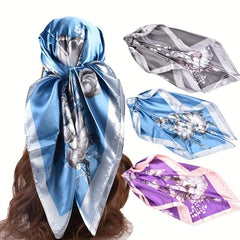 Retro Floral Print Silk Square Scarf Shawl Bandana Neckerchief