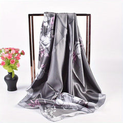 Retro Floral Print Silk Square Scarf Shawl Bandana Neckerchief