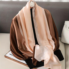 Gradient Silky Scarf Thin Breathable Shawl Classic Windproof Wraps