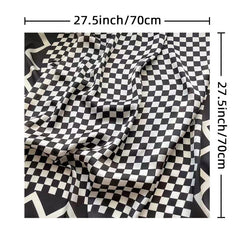 Plaid Print Square Scarf Neckerchief Bandana Silk Head Wrap Hair Accessory