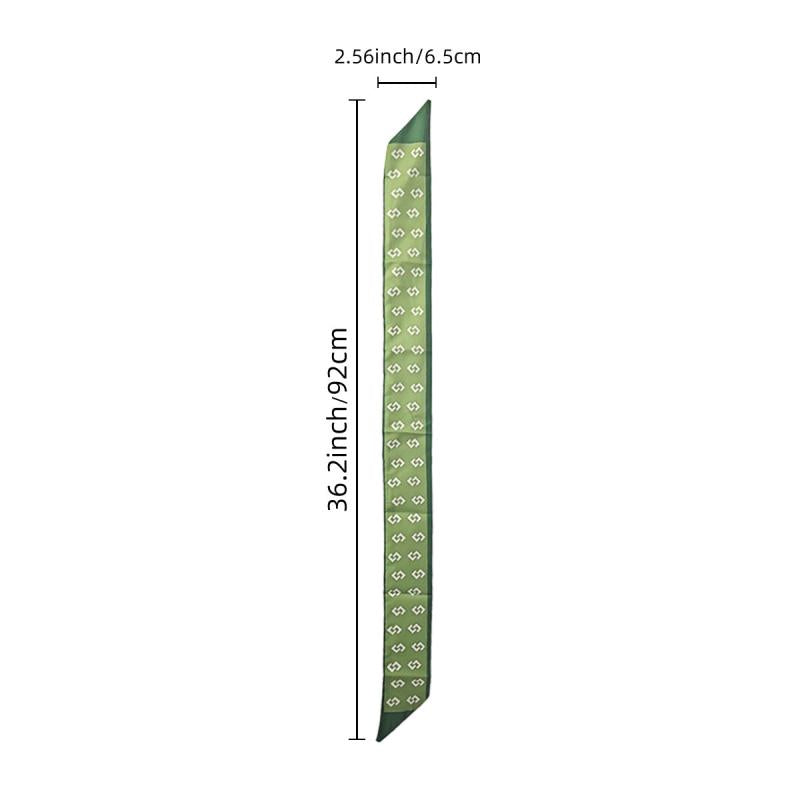 Green Printed Twilly Scarf Long Ribbon Skinny Scarf Neck Tie Women Hair Ribbon