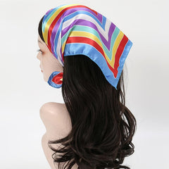 Colorful Stripe Satin Scarf Square Neckerchief Hair Wrap