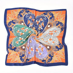 Heart Shaped Petal Pattern Vintage Bandana Silk Scarf