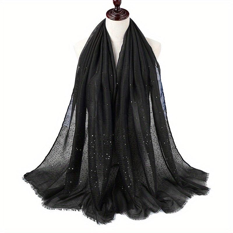 Hot Stamping Frayed Edge Scarf Solid Shawl Hijab Classic Turban Head Wrap