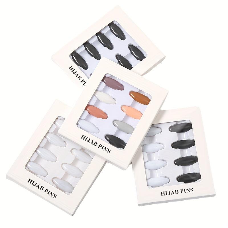 8pcs Scarf Safety Pins With Box Candy Hijab Pins Shawl Brooch Pins Bandana Turba